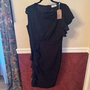 Aisize Elegant Black Ruffle Dress XL NWT